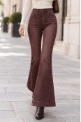 Дамски дънки flare fit JF 530-105 бордо washed ефект Дамски дънки flare fit JF 530-105 бордо washed ефект