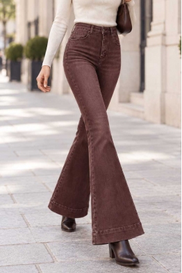 Дамски дънки flare fit  JF 530-105 бордо washed ефект