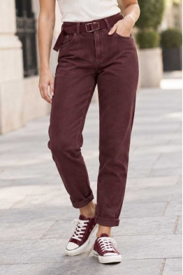 Дамски дънки mom jeans KS 110-180 марсала Дамски дънки mom jeans KS 110-180 марсала