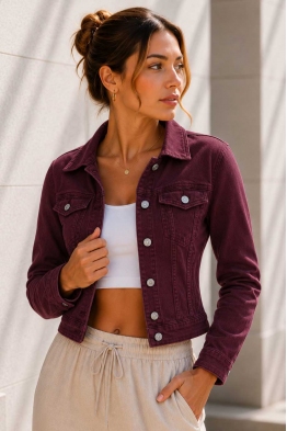Дамско дънково яке C1009-245 бордо