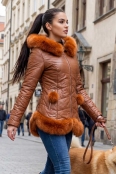 Дамско кожено яке 20-88816 брик