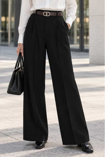 Дамски wide leg панталон X001-900 черен