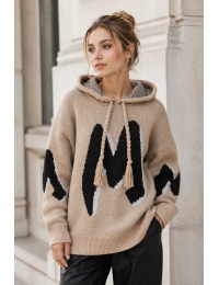 Дамски oversize пуловер 136666-190 капучино