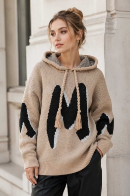 Дамски oversize пуловер 136666-190 капучино