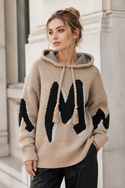 Дамски oversize пуловер 136666-190 капучино