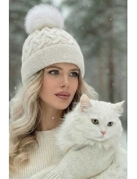 Зимна шапка А-11 бяла Зимна шапка А-11 бяла